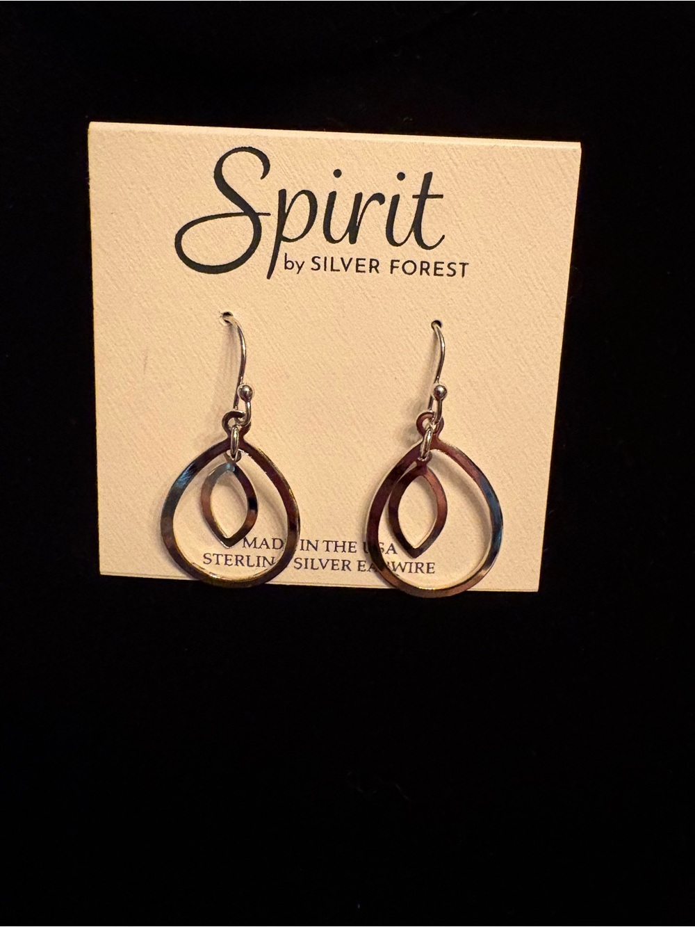 Silver Forest Double Teardrop Hoop Earrings - Silver